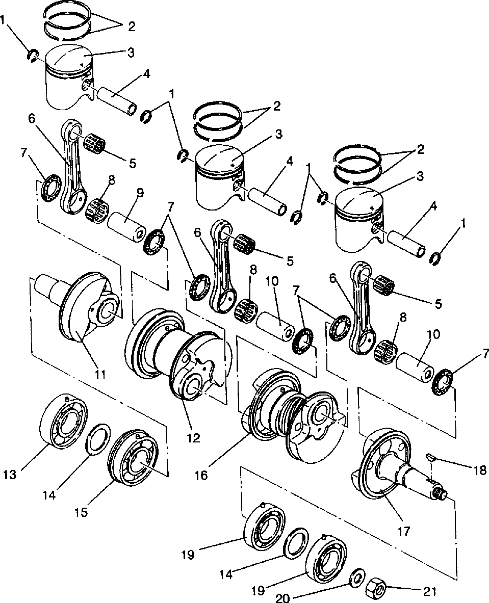 Piston and crankshaft storm 0940782 and storm sks 0940582