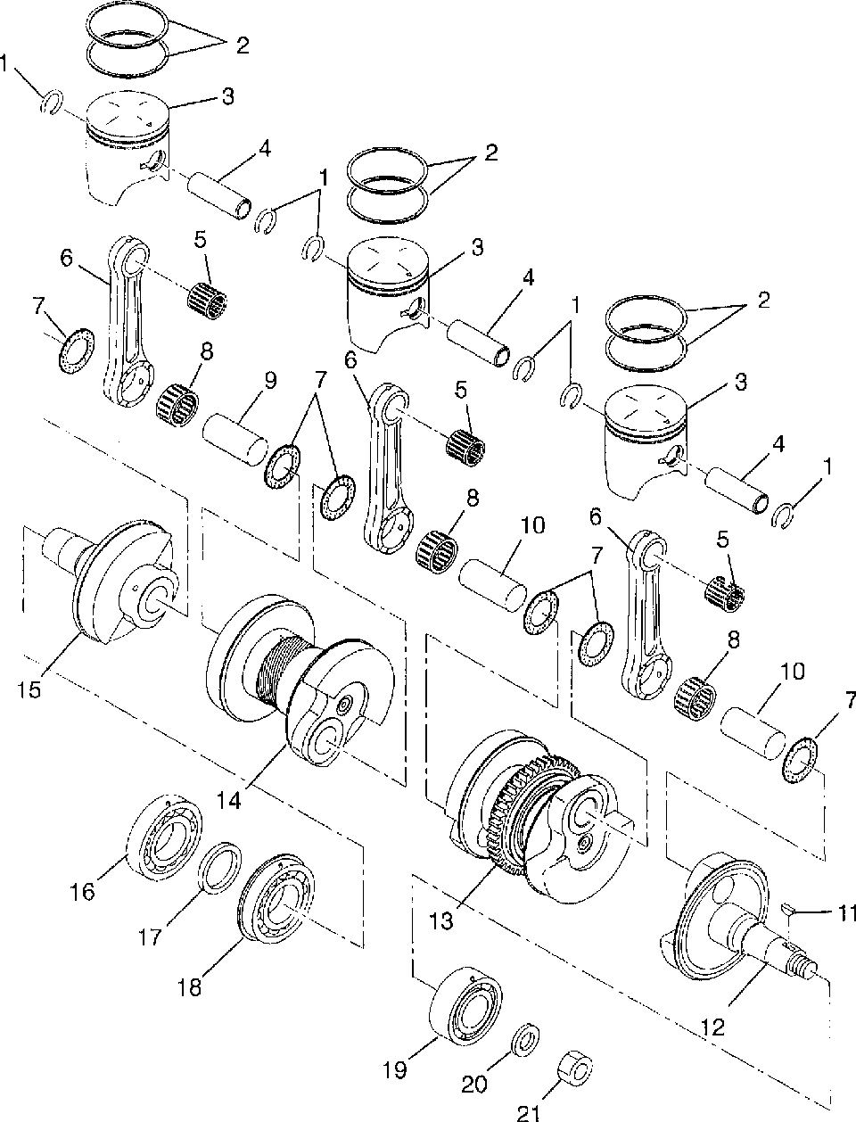 Piston and crankshaft 600 xcr 0985677