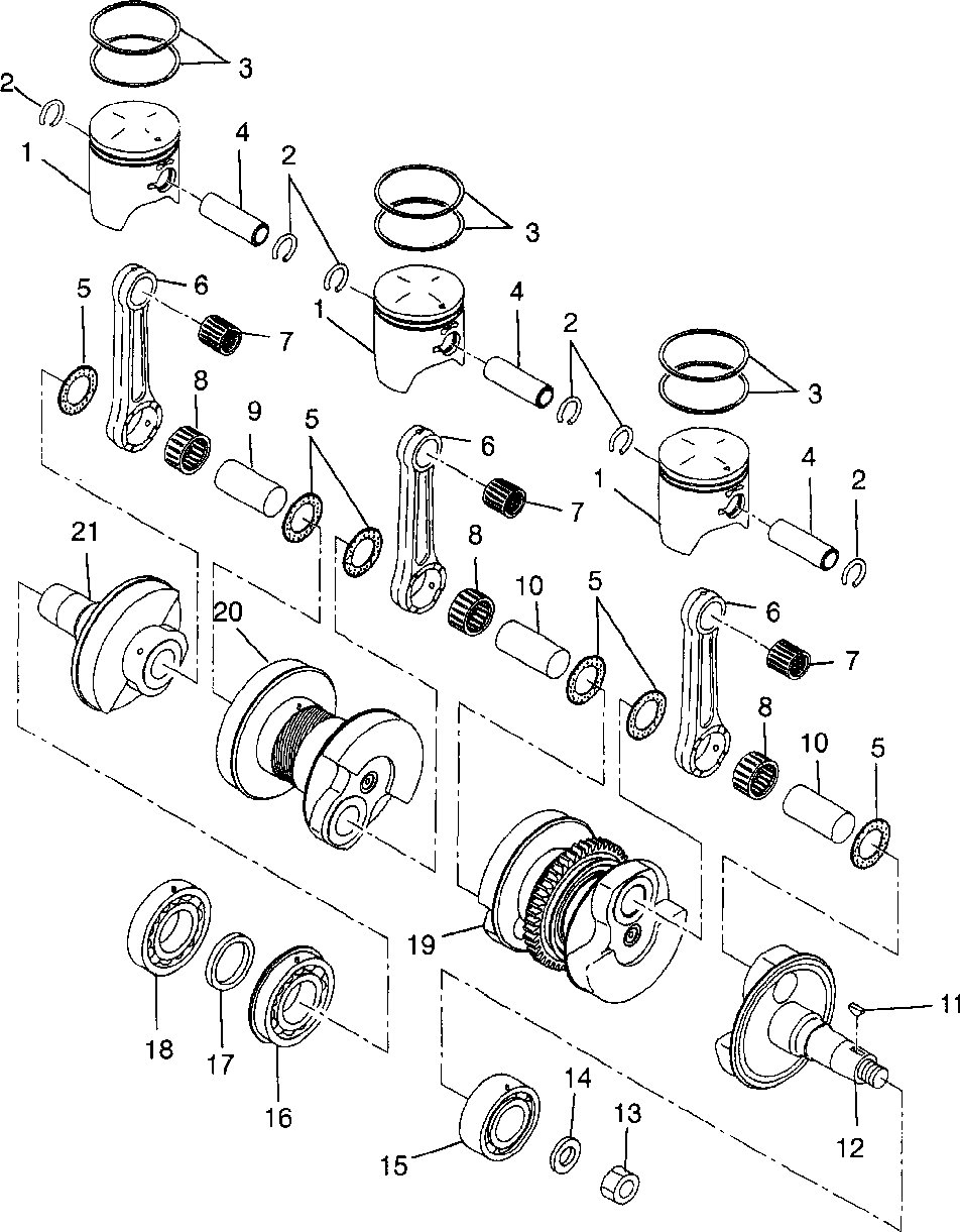 Piston and crankshaft - e985678