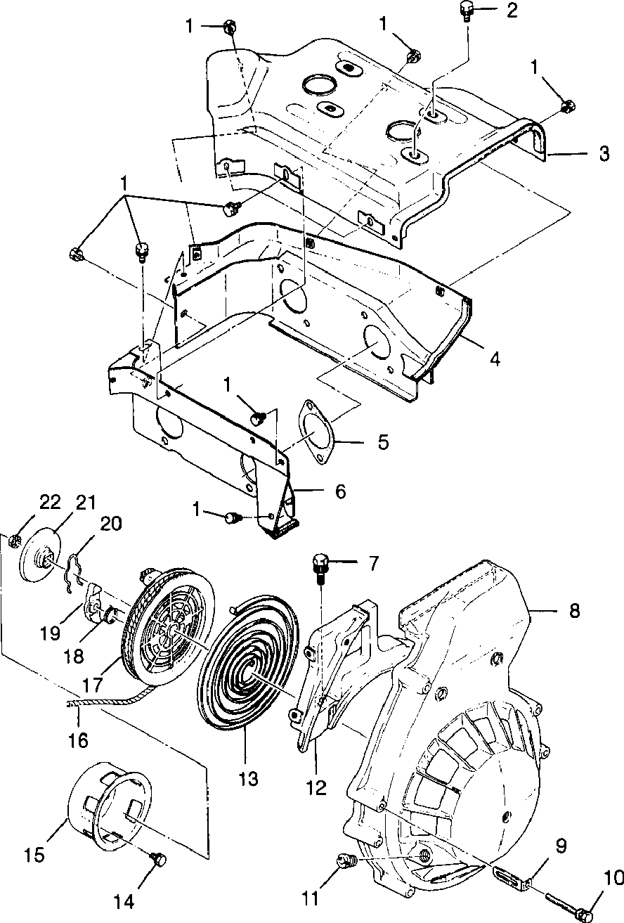 Blower housing & recoil starter - 099et4esa