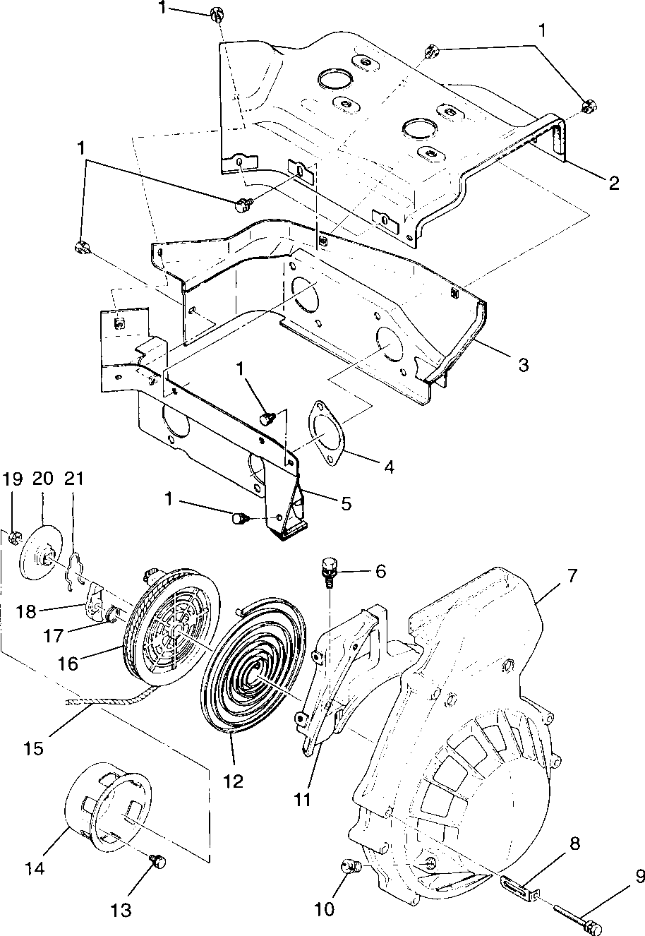 Blower housing and recoil starter - 099st4ds