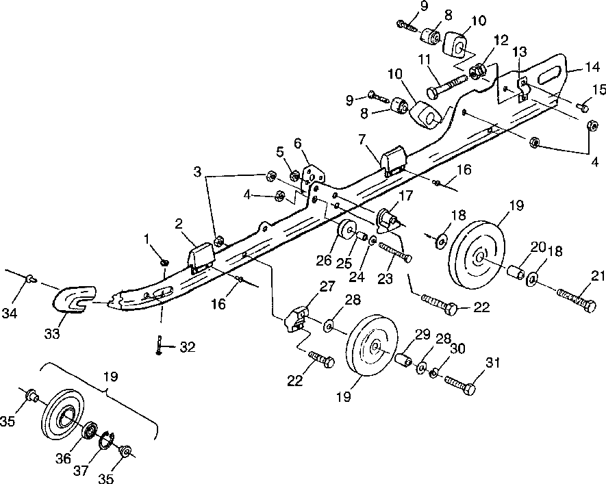 Rail mounting (suspension) 500 indy 0982764(a)(b) and european 500 indy e98