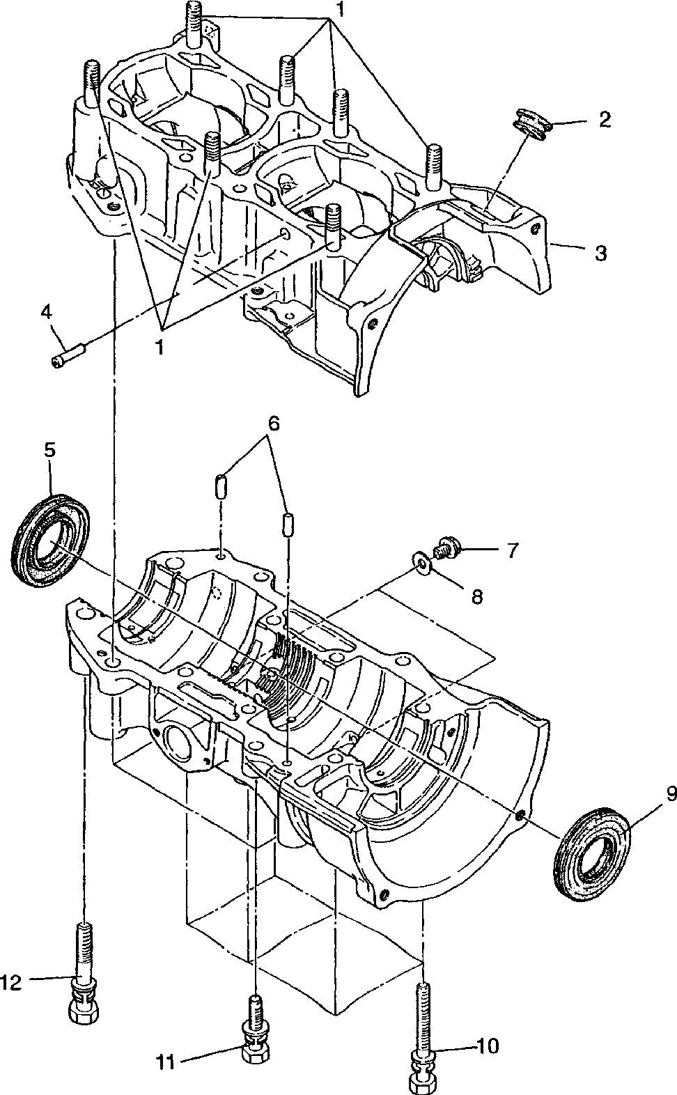 Crankcase 500 indy 0982764(a)(b) and european 500 indy e982764a