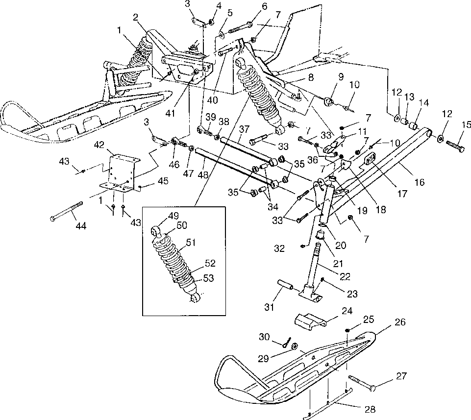 Front suspension and ski 500 indy 0982764(a)(b) and european 500 indy e9827