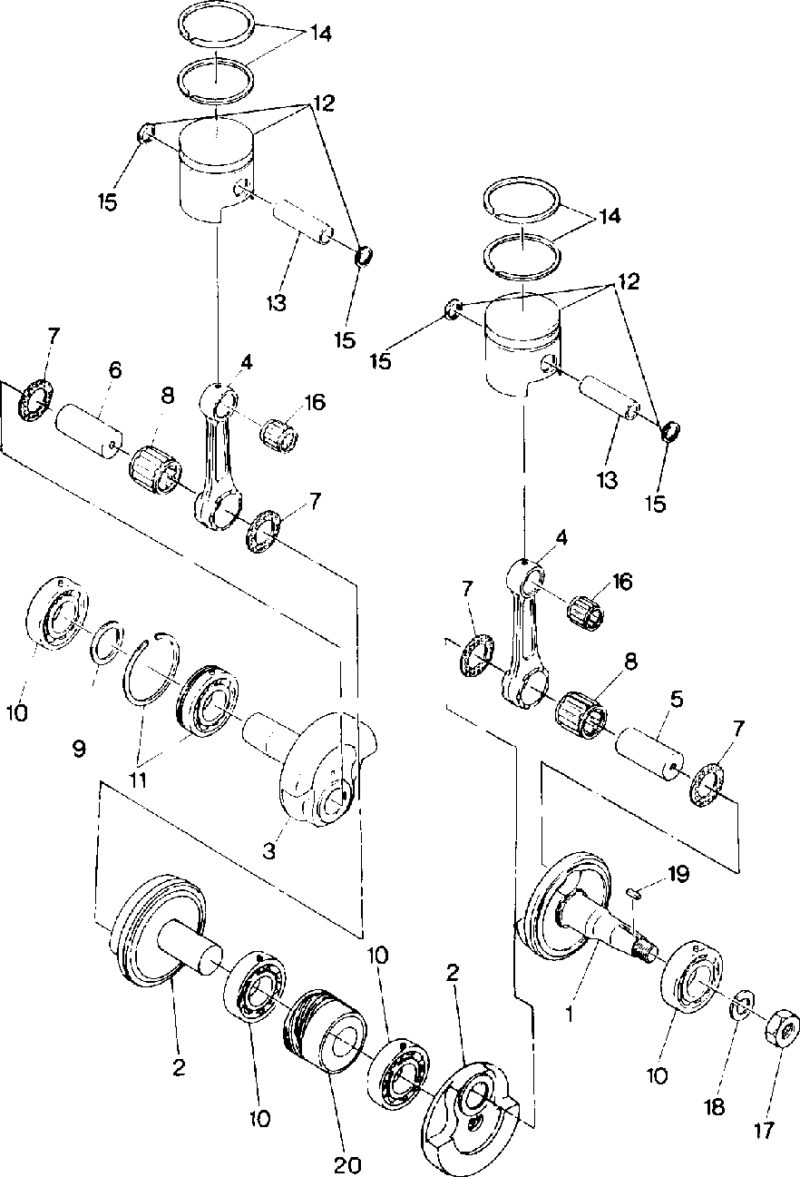 Piston and crankshaft trail