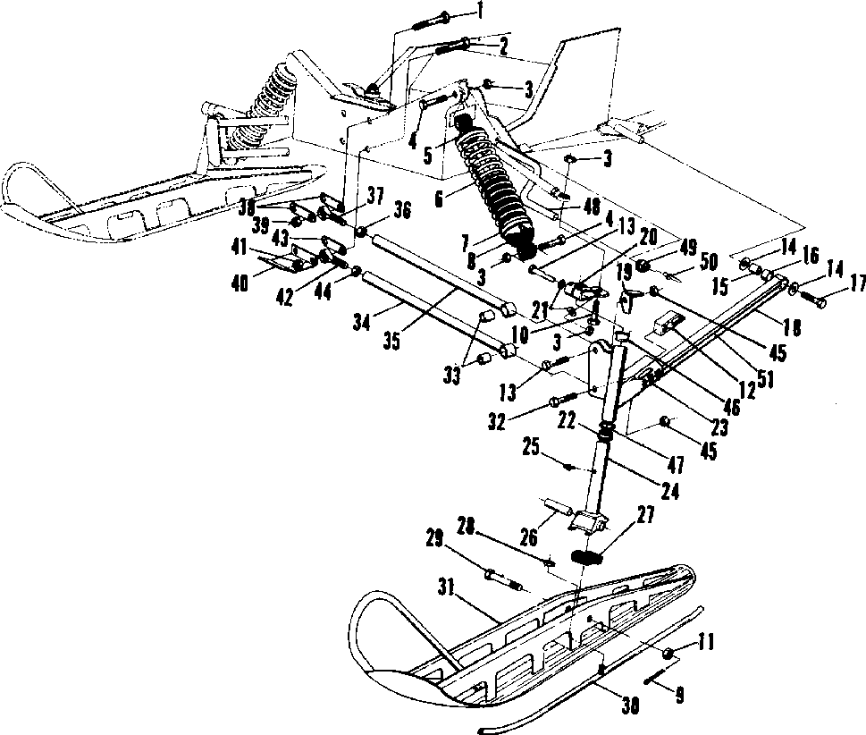 Front suspension and ski (trail 400 600)