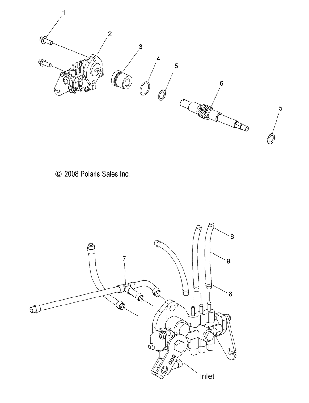 Engine oil pump and lines - s10pk6hsa_hsl_hea_pm6hsa_hsl