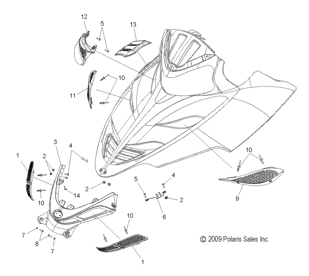 Body hood screens and hinge asm. - s10pp7fsl_fel