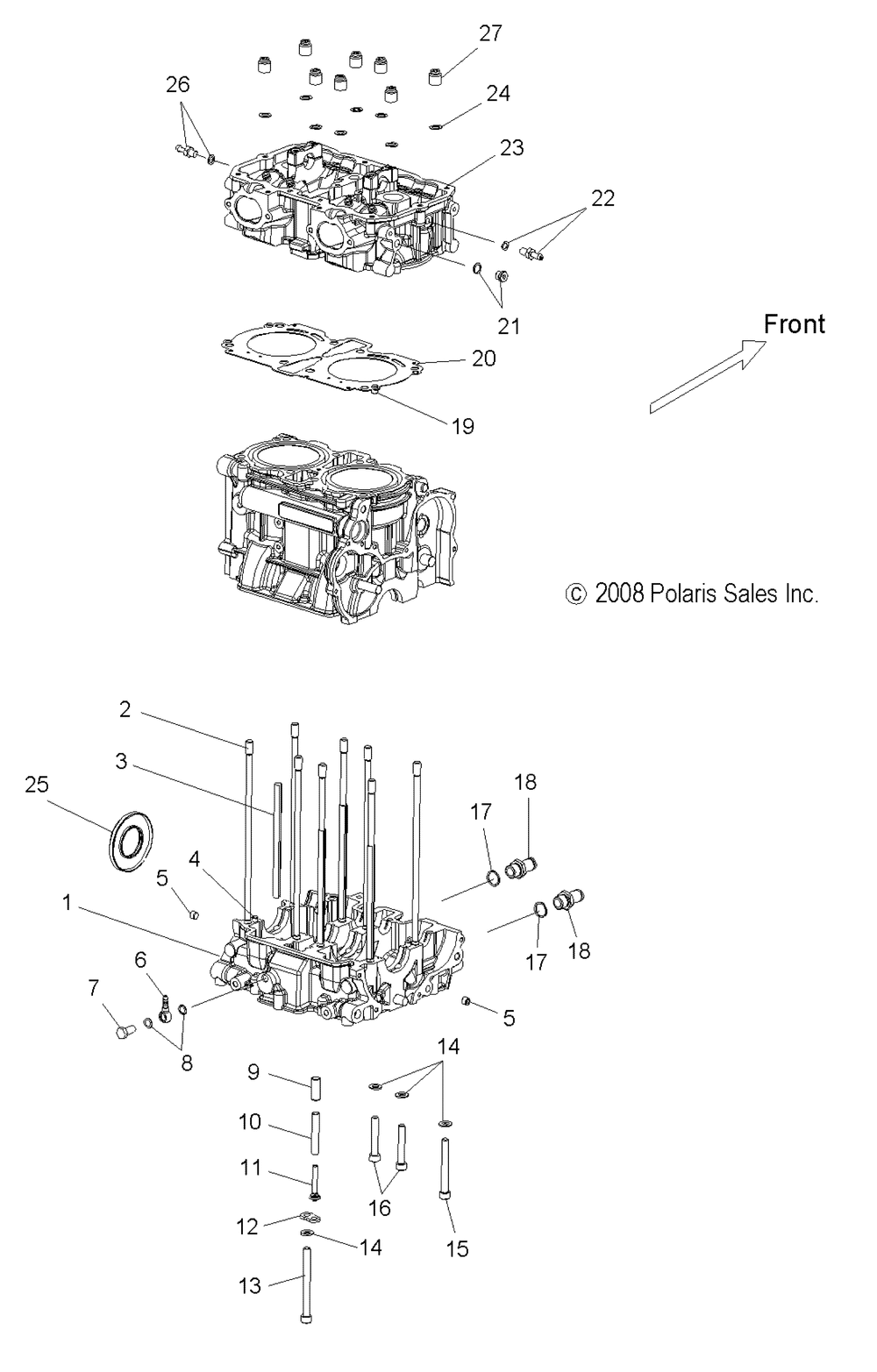 Engine cylinder and crankcase - s10pp7fsl_fel