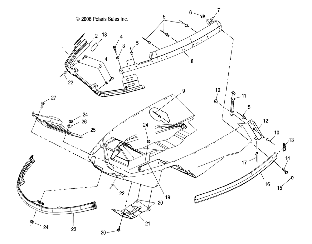 Body nosepan braces and bumper - s10su4bsl_bel