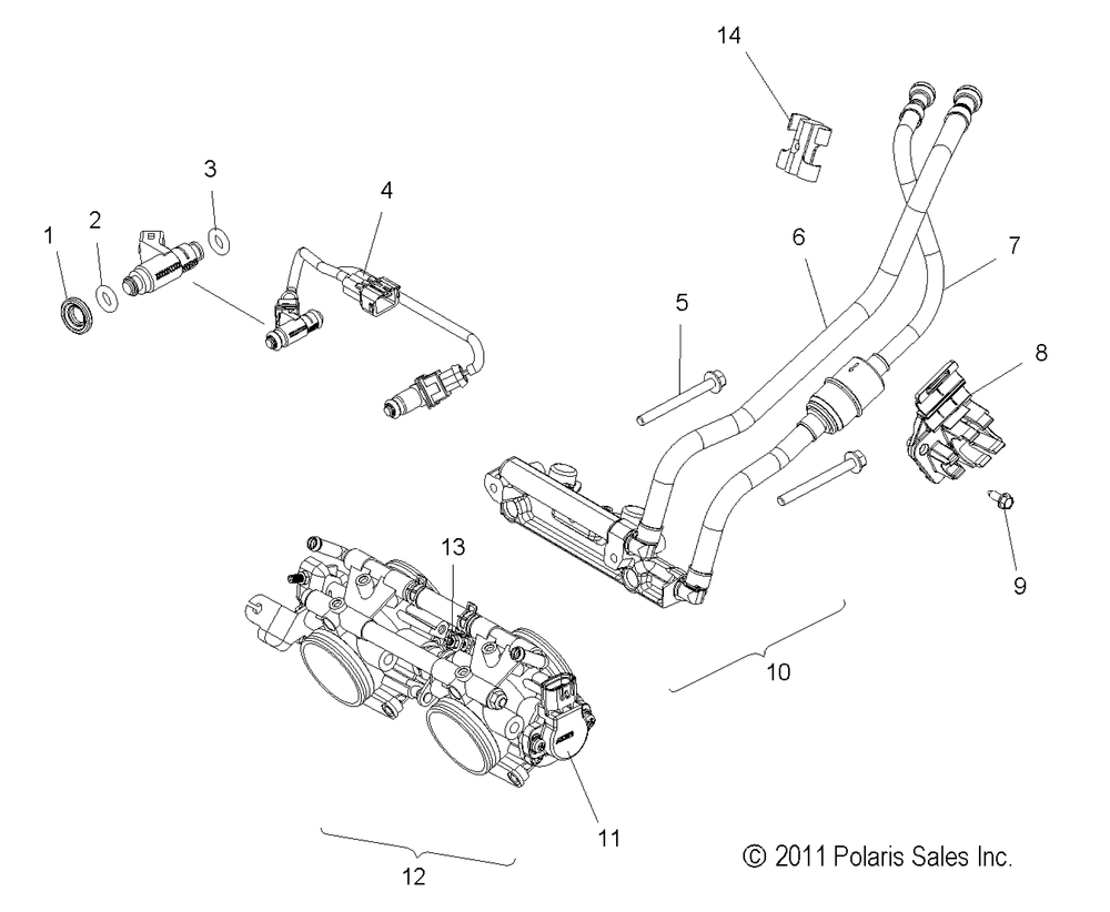 Fuel system rail lines and throttle body - s13bf8gsa_gsl