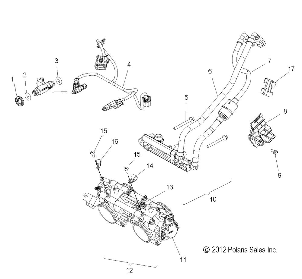 Fuel system rail lines and throttle body - s13br6gsa_gsl