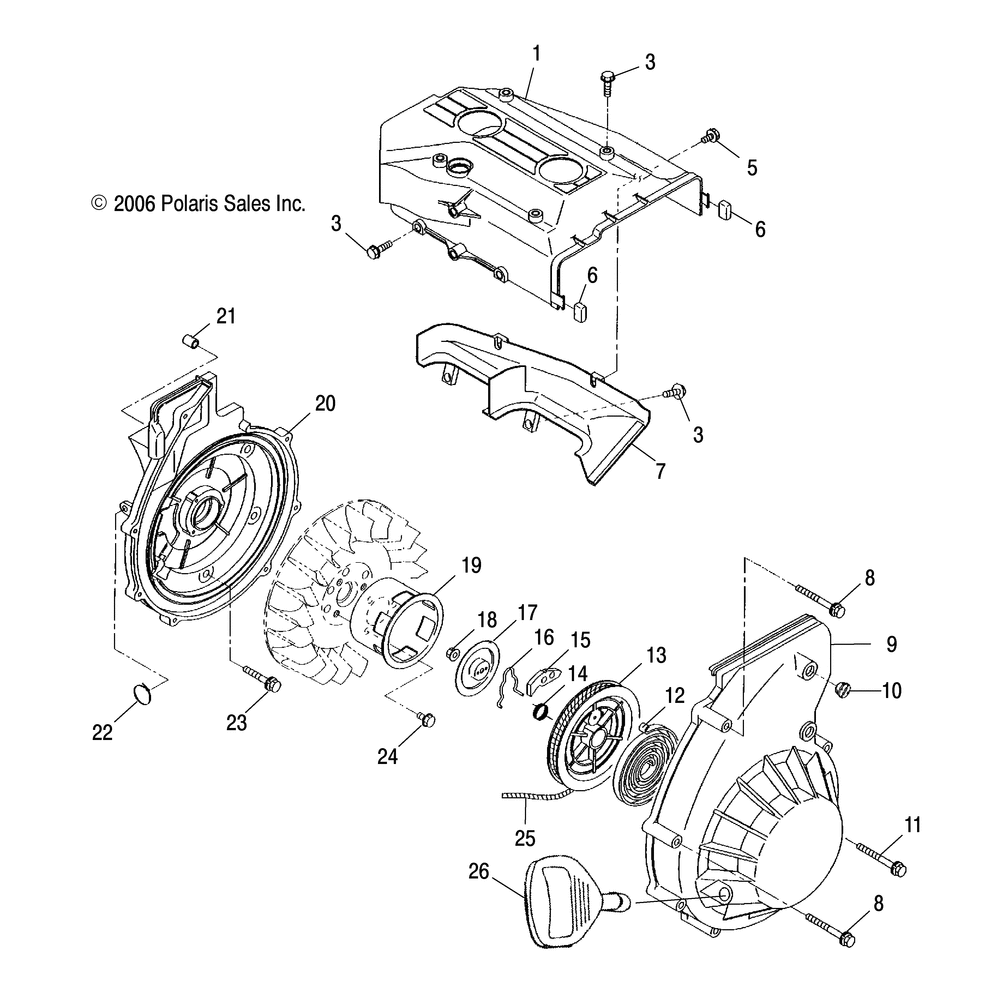 Engine blower housing and recoil starter - s13pr5bsa_bsl_ps5bsl_bel