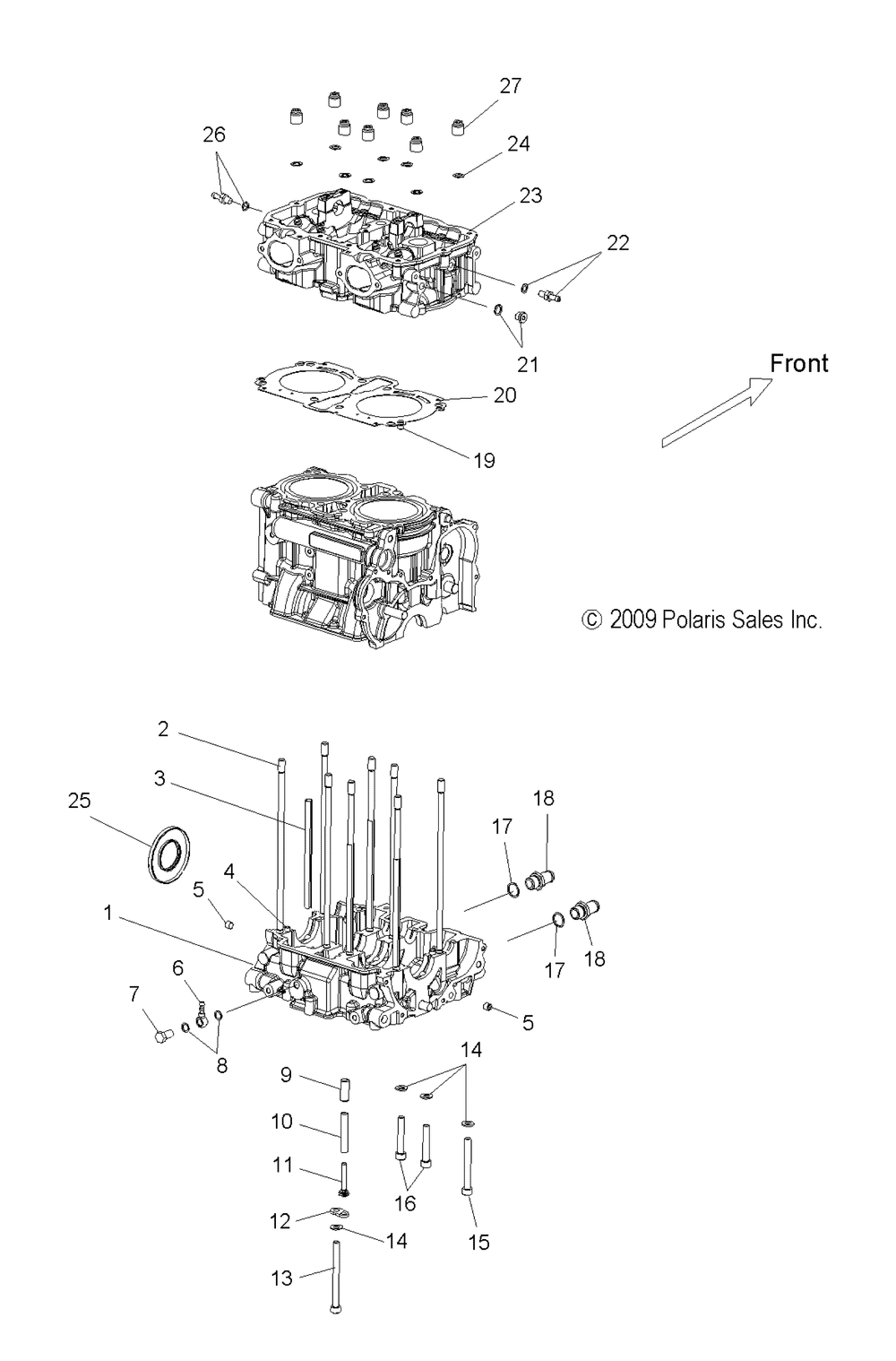 Engine cylinder and crankcase - s13pt7fsl