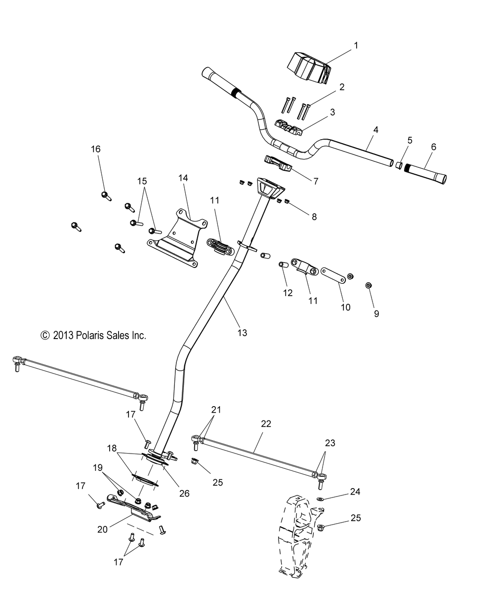 Steering h-bar steering post tie rod - s15cb5bsa_bsl_bel