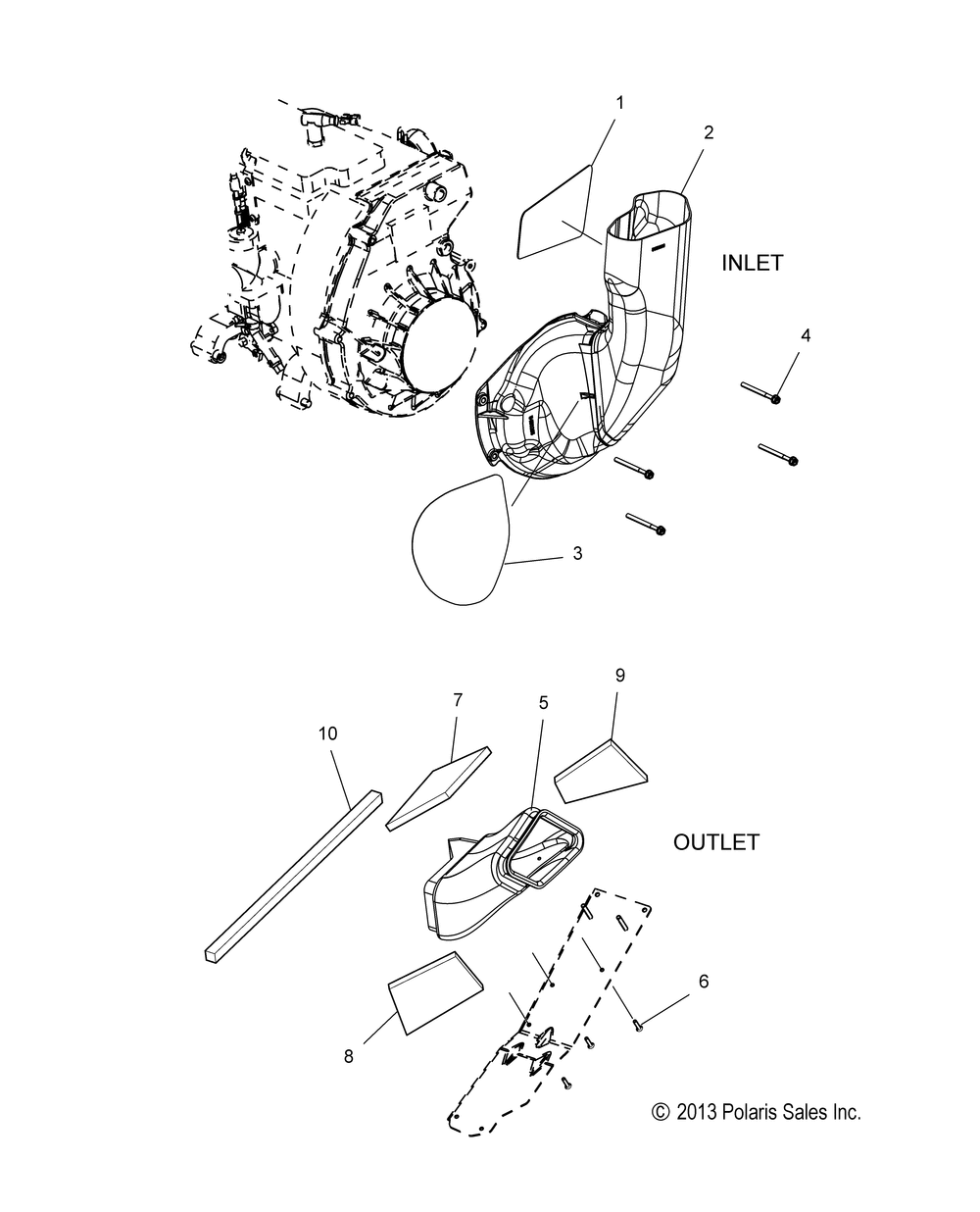 Engine air inlet and outlet ducts - s15ce5_bsl_bel