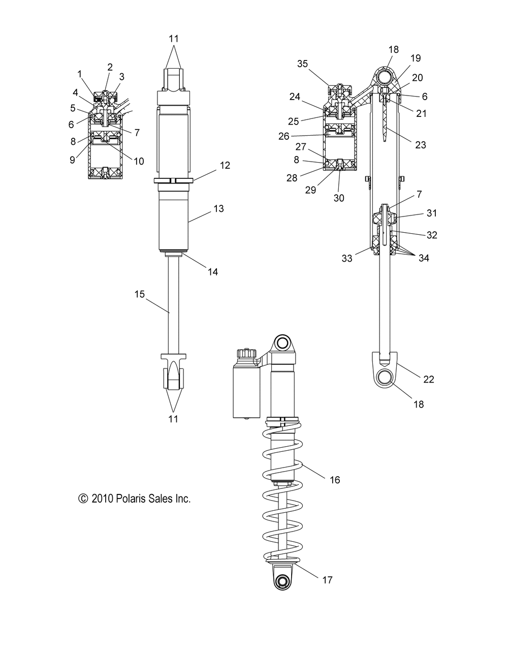 Suspension shock rear track le - s15cg6 all options