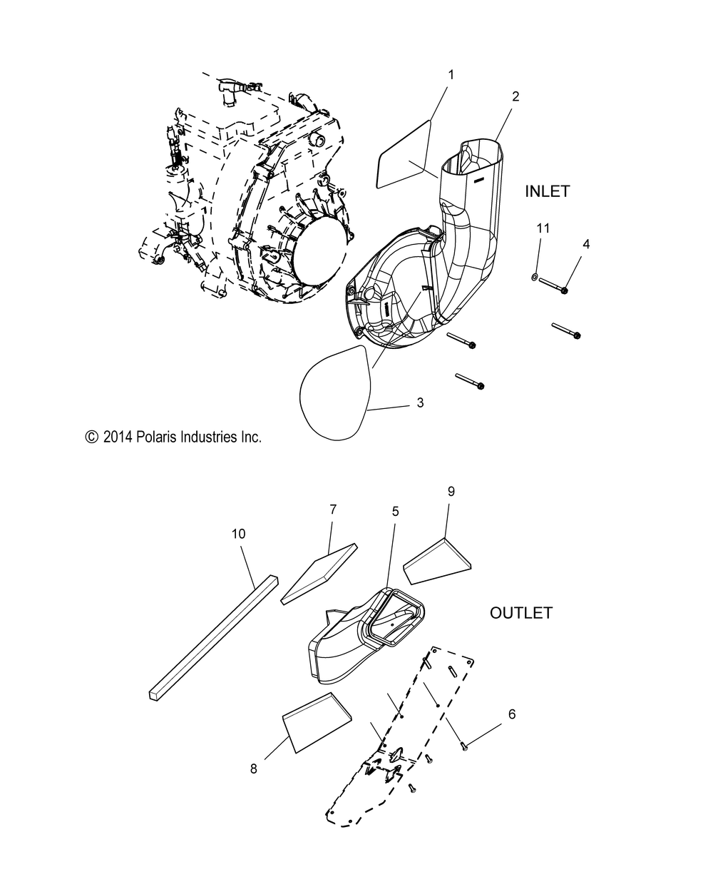 Engine air inlet and outlet ducts - s15cu5bsl_bel