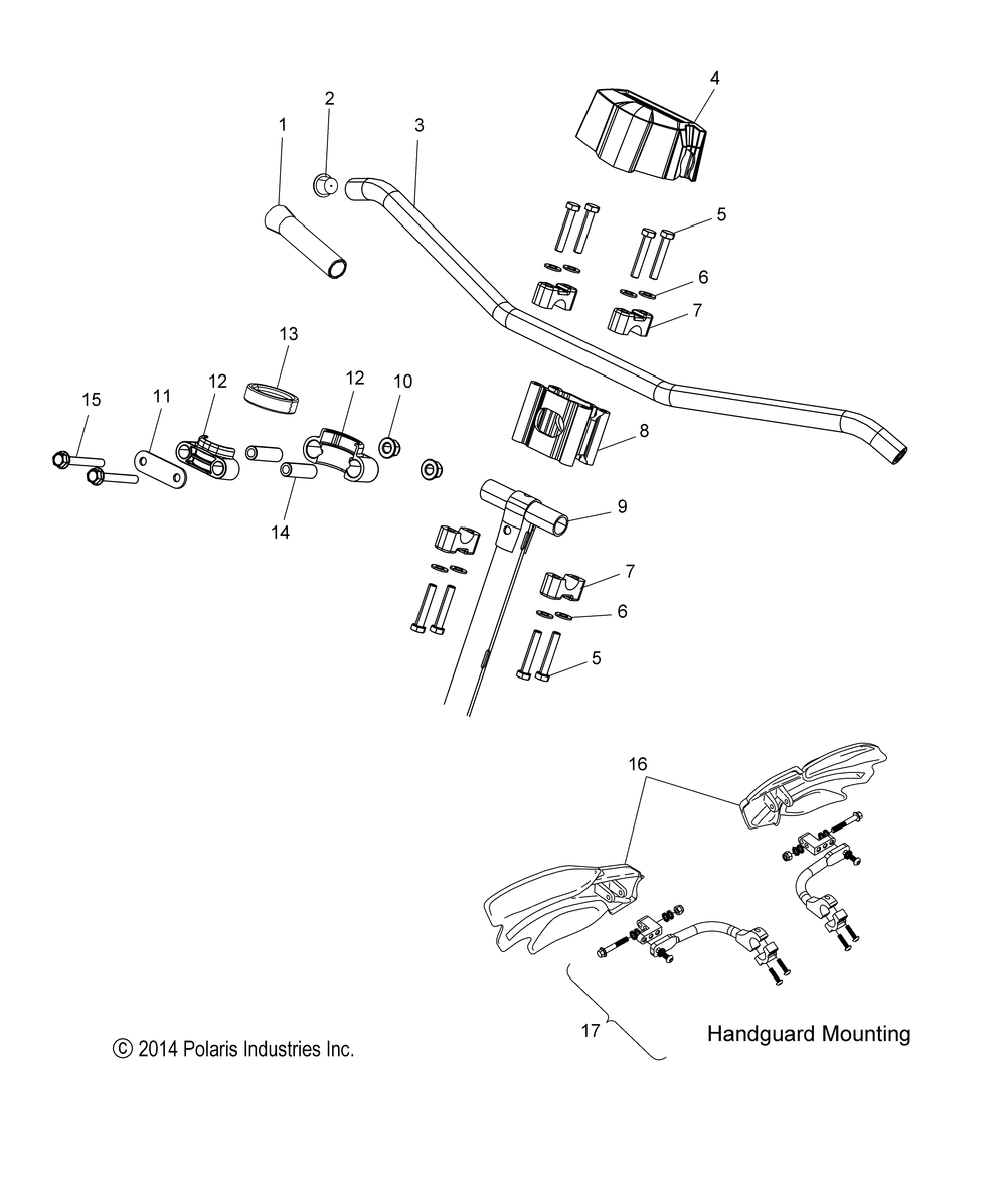 Steering upper and handlebar asm. - s15dp8 all options