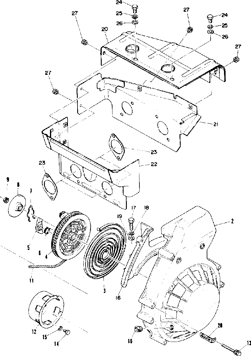 Recoil starter and blower housing (trail)