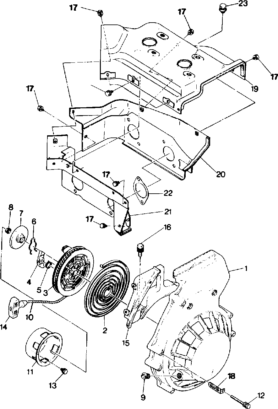 Blower housing and recoil starter supertrak