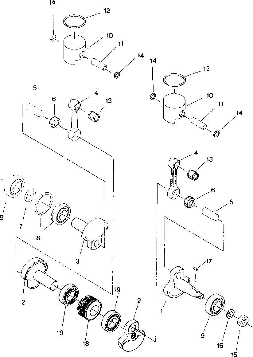 Piston and crankshaft indy lite