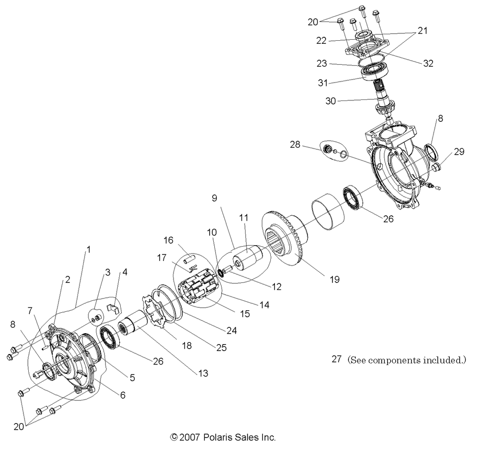 Drive train front gearcase internals (built 8_29_07 and after) - r08rh50af_ar_at