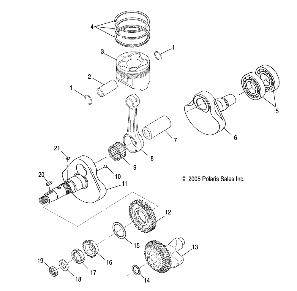 Engine crankshaft and piston - r09hh50ag_ar