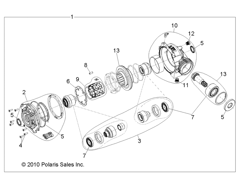 Drive train front gearcase internals 1332842 - r13ve76ad_ai_aw_7eas