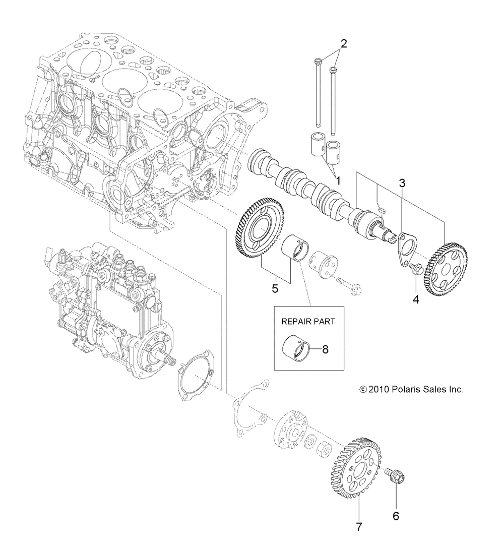 Engine camshaft and driving gear - r13wh90dg