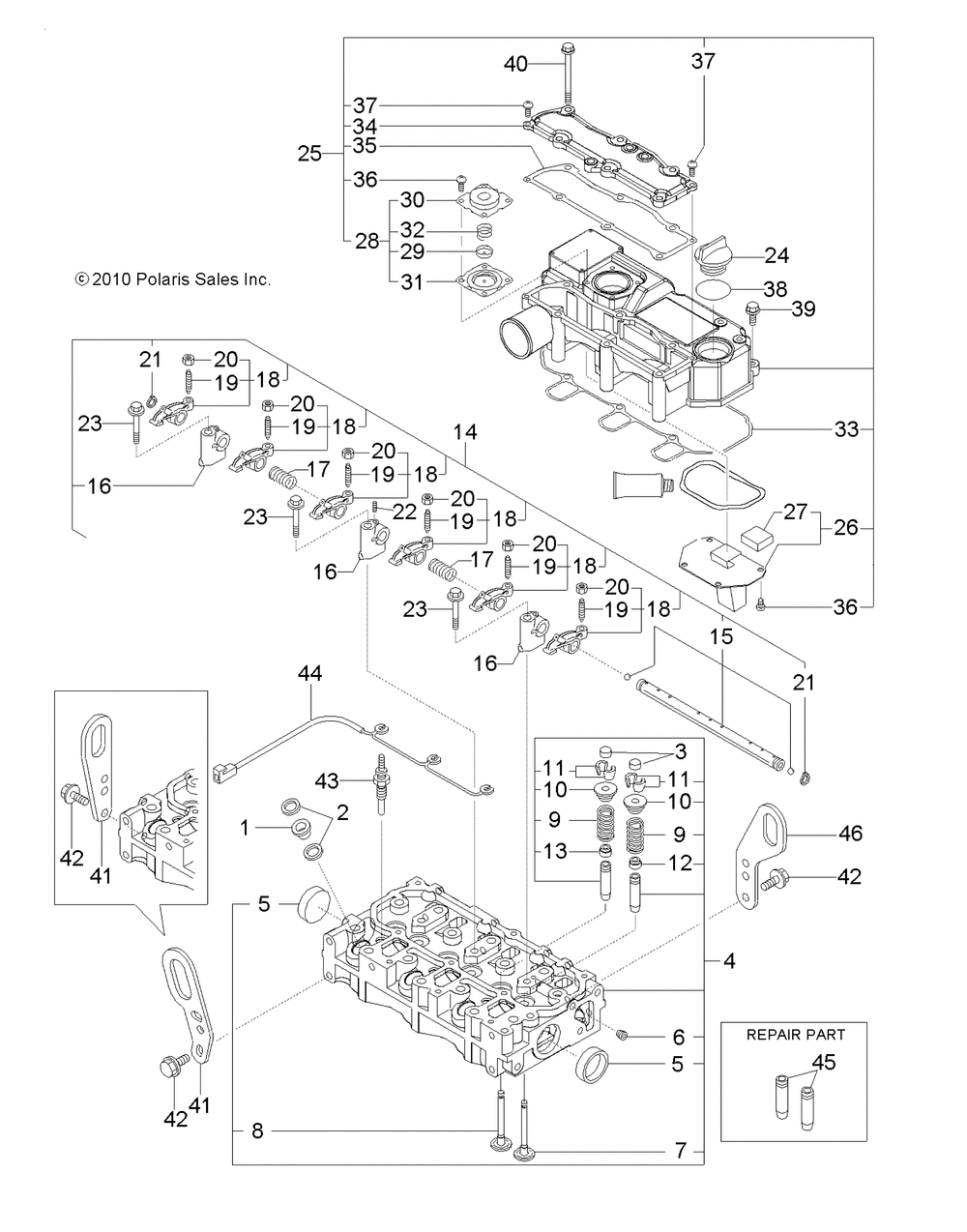 Engine cylinder head and bonnet - r13wh90dg