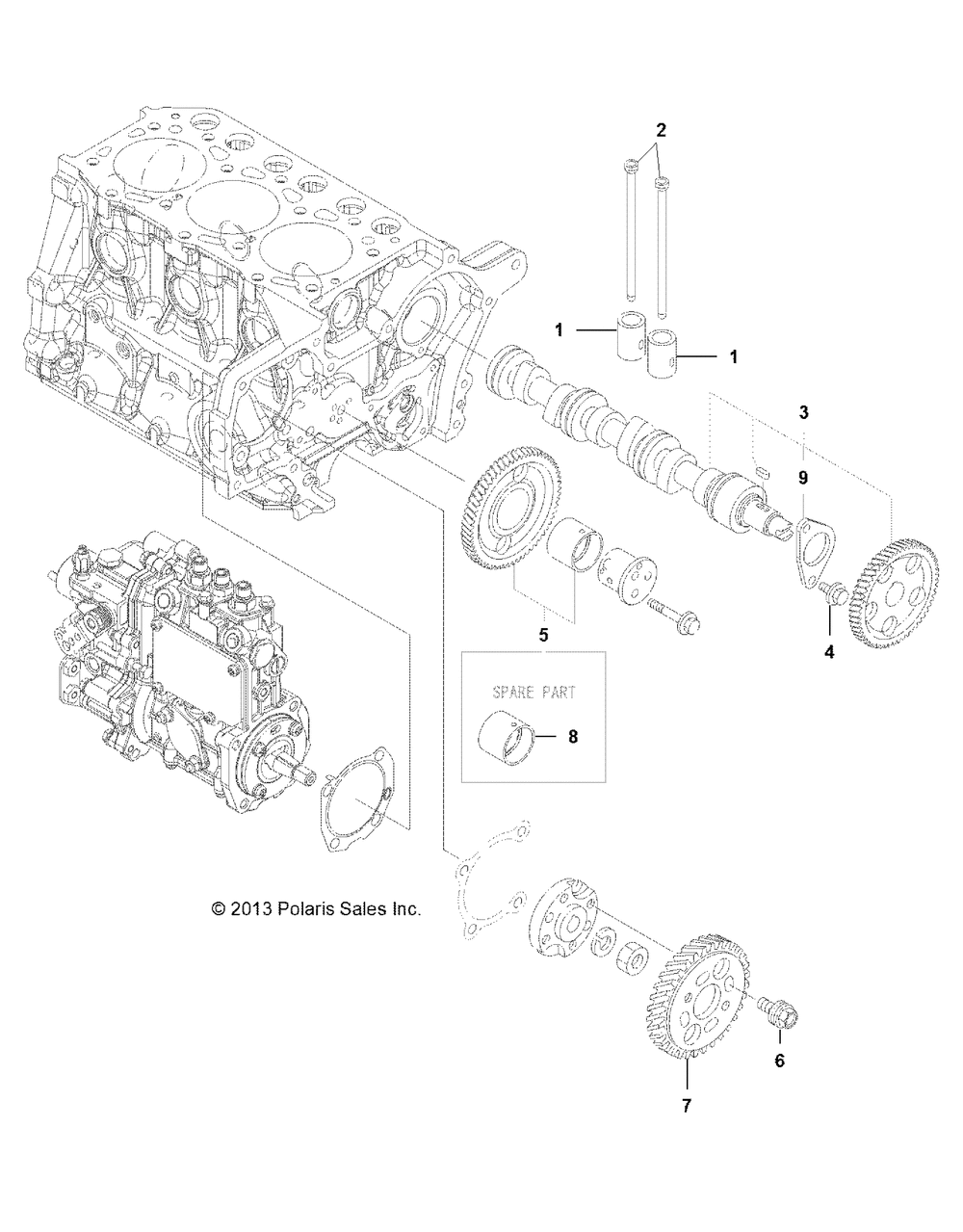 Engine camshaft and driving gear - r141d9jda_2d9jda