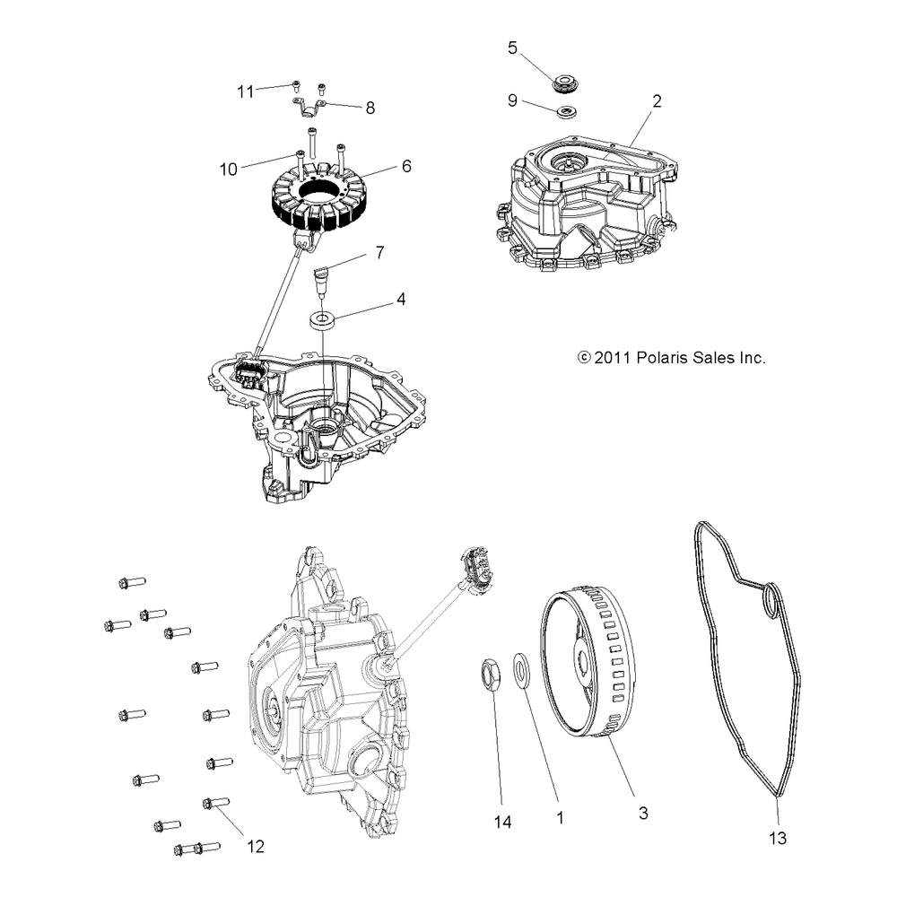 Engine stator cover and flywheel - r14rh57aa_ac_ar_6eaz