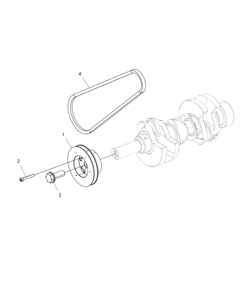 Engine drive pulley and drive belt - r151dpd1aa_2d