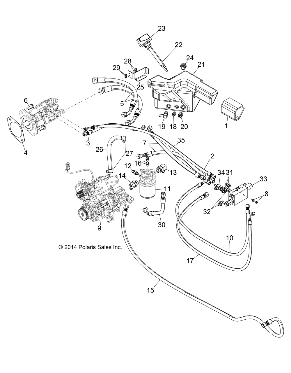 Drive train hydrostat mounting and lines - r151dpd1aa_2d