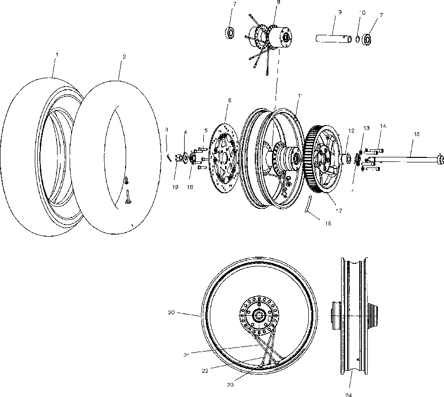 Rear wheel (laced) - v03cb16