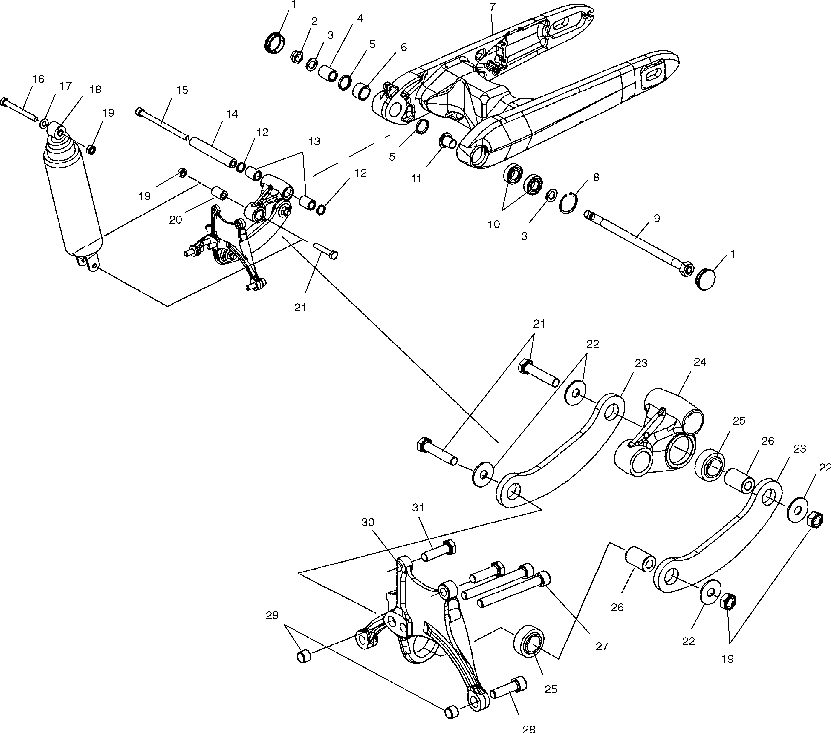 Swing arm and rear suspension - v03gb16