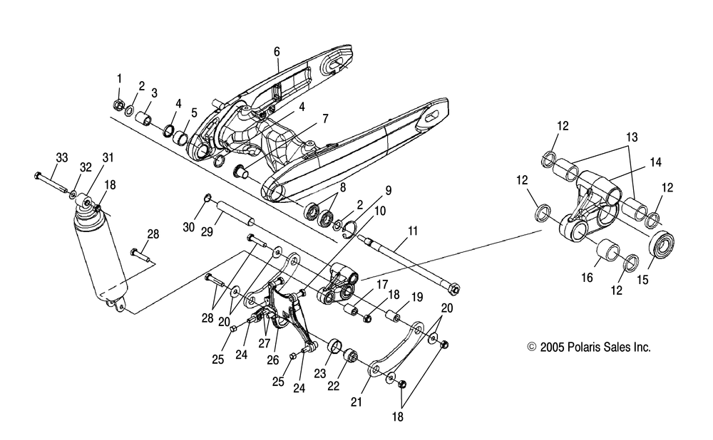 Suspension rear and swing arm - v06xb26_bc26