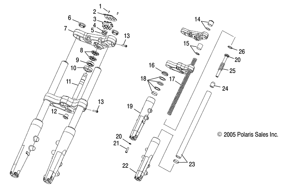 Suspension forks front and clamp asm. - v06xb26_bc26