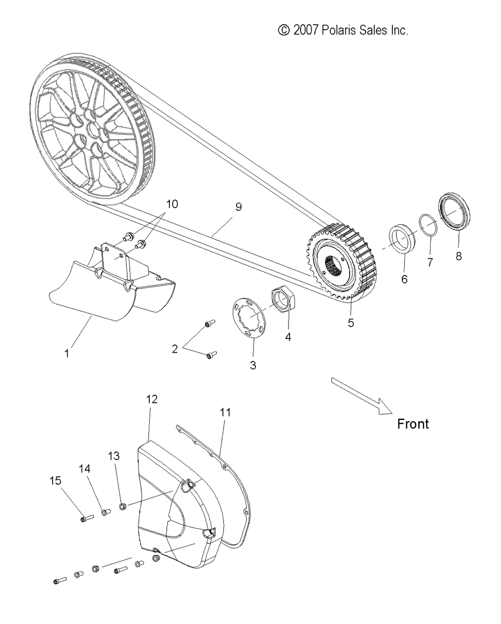 Drive train drive sprocket belt cover and guard - v08sb36_sd36 all options