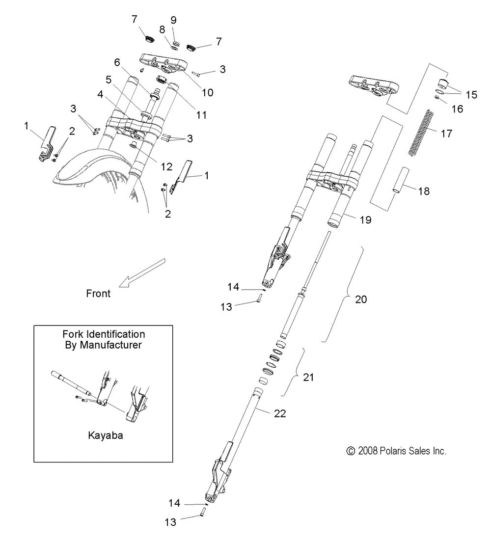 Suspension front forks kayaba - v10cb26_pb26