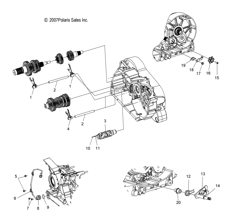 Drive train shift forks_drum - v09sb36_sc36_sd36_sz36 all options