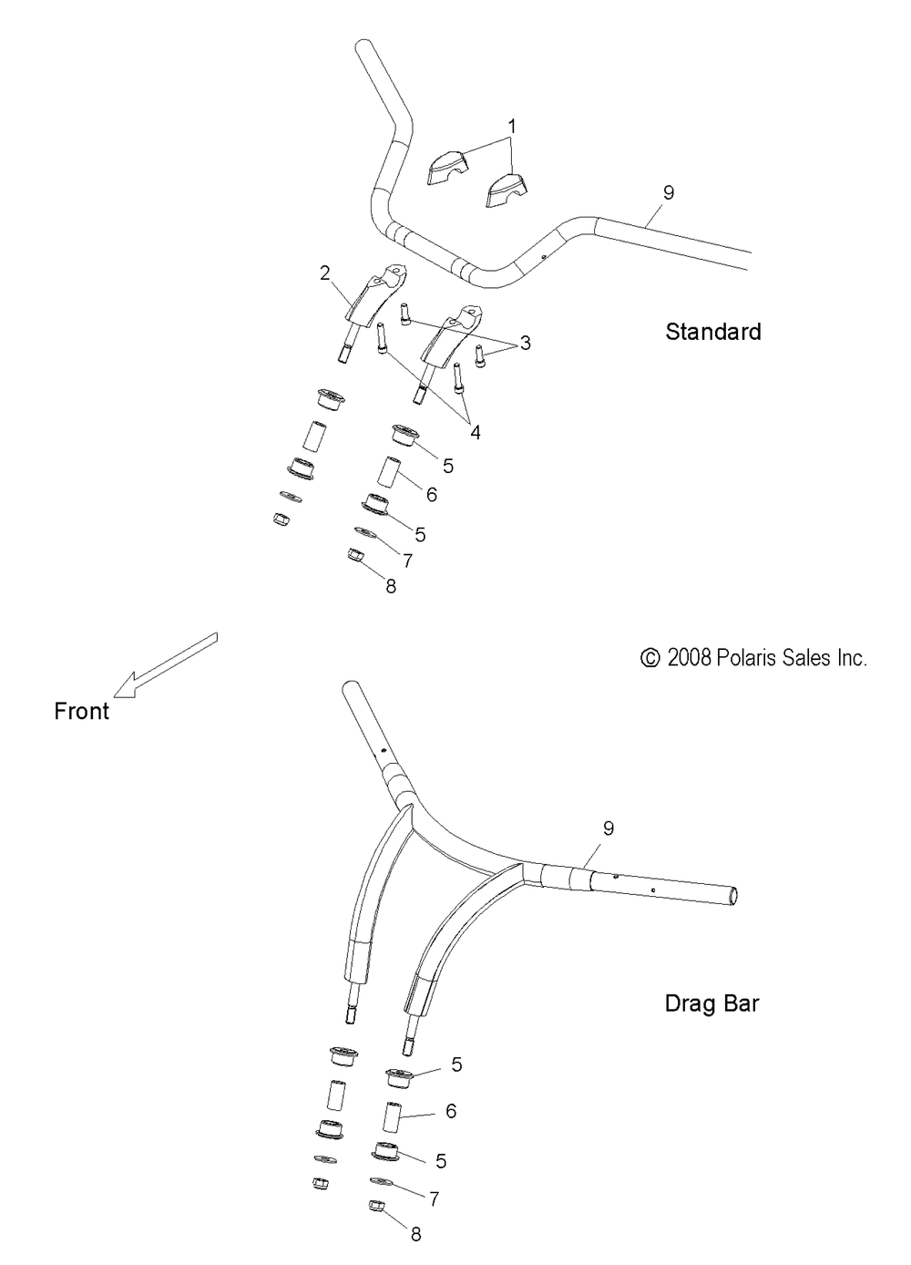 Steering handlebar mounting - v09xb36_xc36 all options