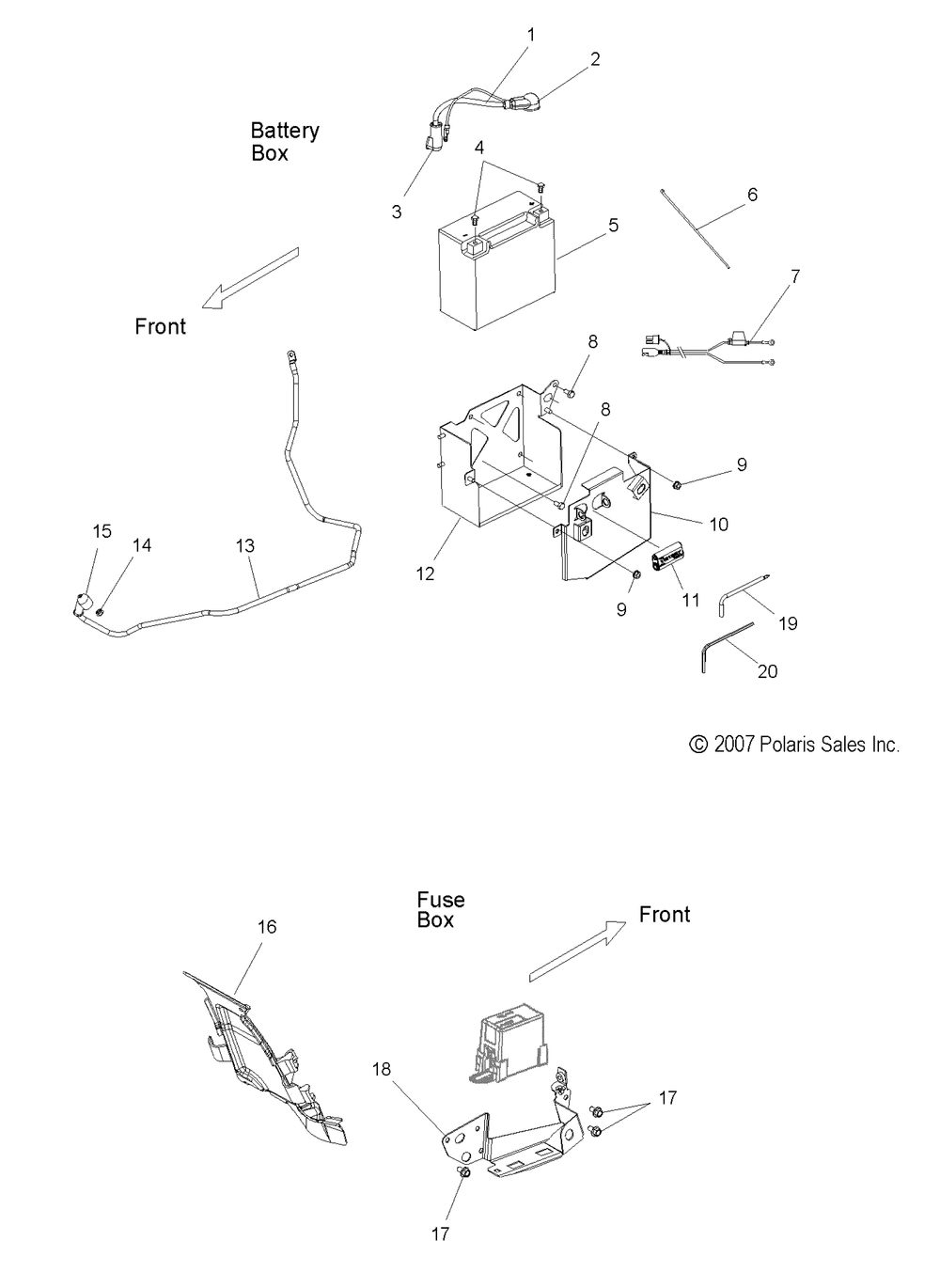 Electrical battery and fuse box - v10cb26_pb26