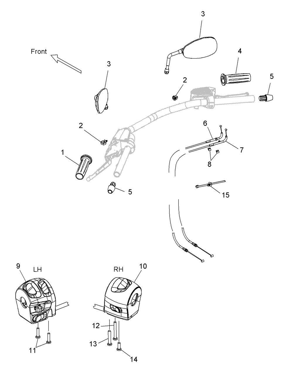 Steering controls and mirrors - v10hb36dd_hs36dc_bb26da