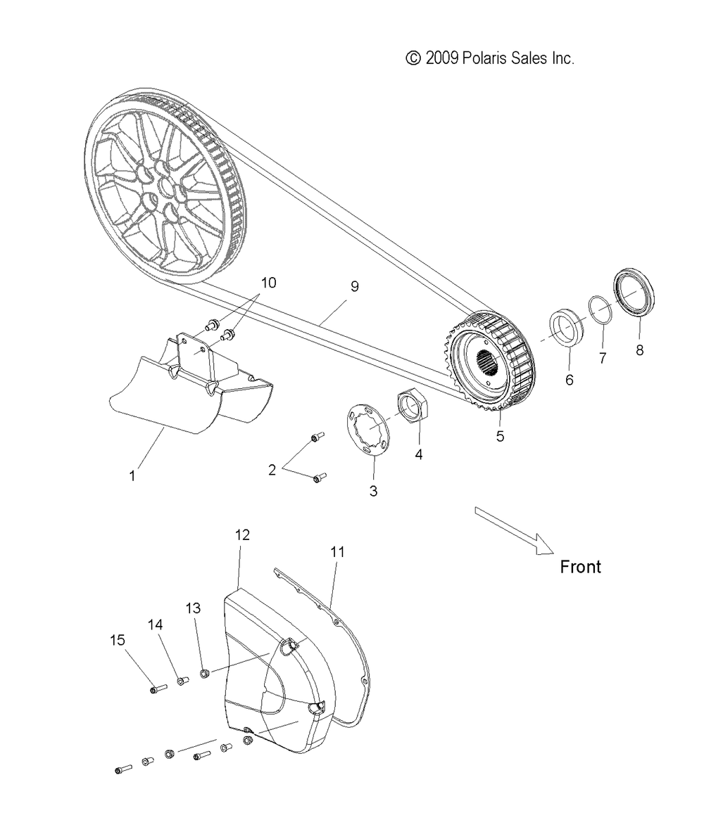 Drive train drive sprocket belt cover and guard - v10db36da_eb36da