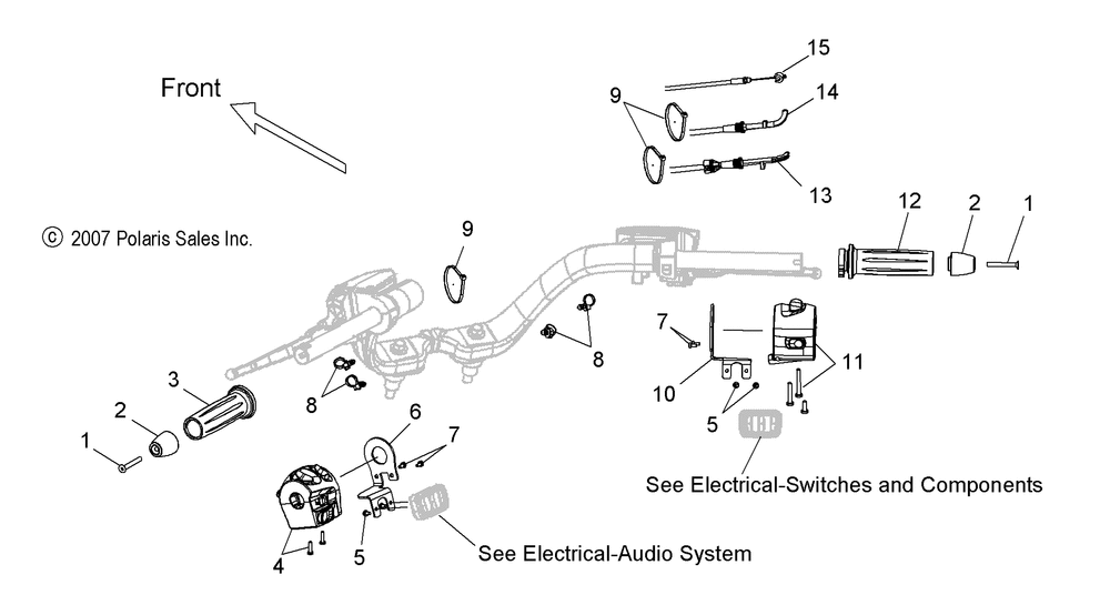 Steering handlebar controls - v11sw36_sa36_aw36