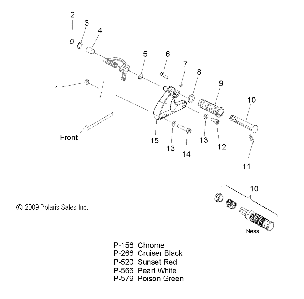 Chassis footpeg l.h. - v10xb36dap_lkp_xc36dn all options