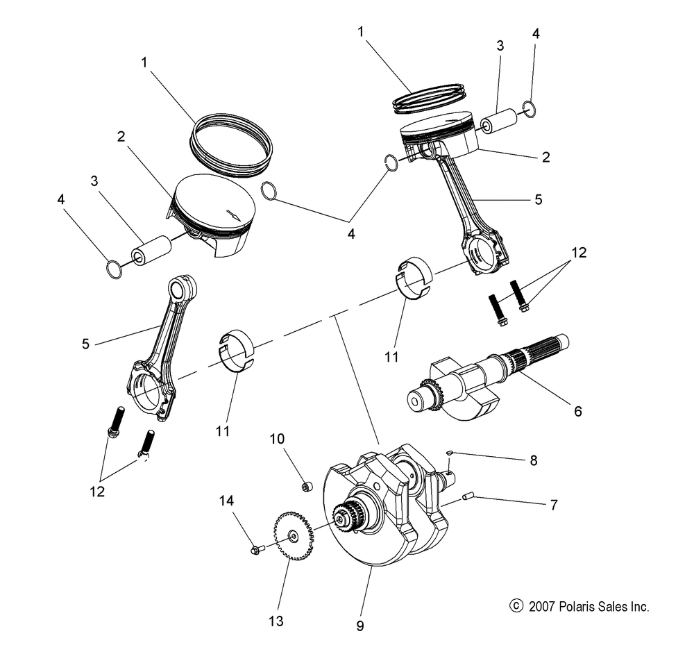 Engine crankshaft and piston - v14rb36