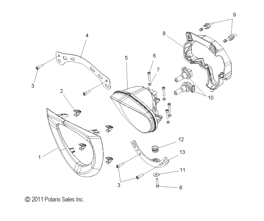 Electrical headlight w_fairing - v14da_db_dw_tw_zw36